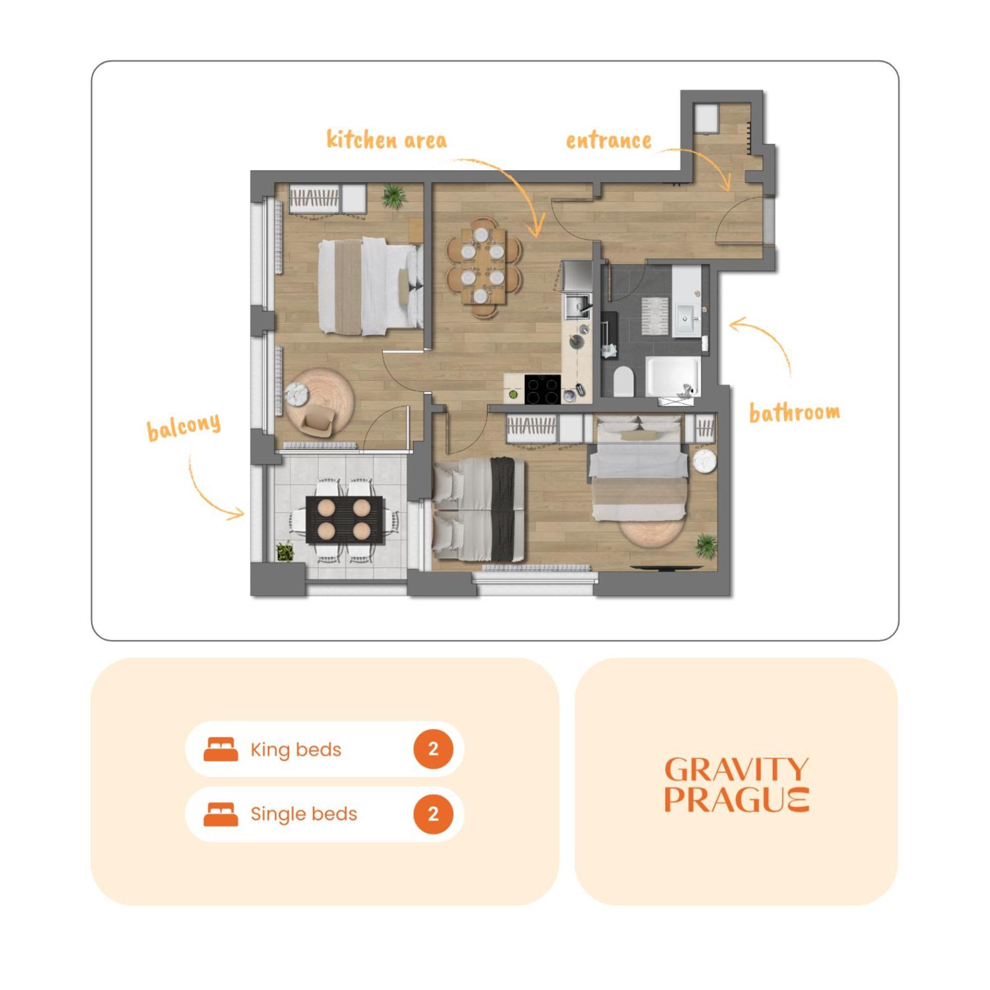 Appartement Bright 2Br - 5Th Floor, Balcony, Free Parking By Gravity Prague Extérieur photo